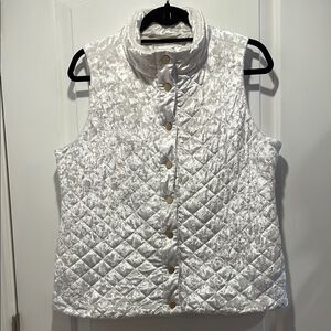 Charter Club Quilted White Velvet Vest size M